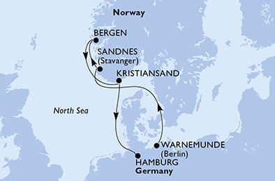 Itinéraire de votre croisière Croisière Norvège  