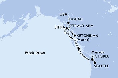 Itinéraire de votre croisière Croisière Alaska  