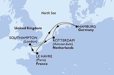 Itinéraire de votre croisière Croisière Europe du Nord  