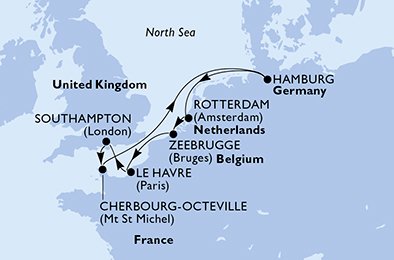 Itinéraire de votre croisière Croisière Europe du Nord  