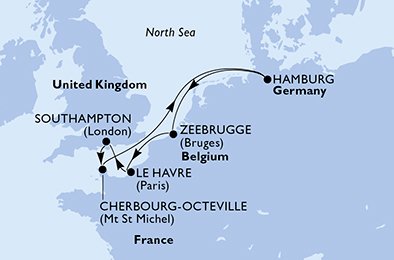 Itinéraire de votre croisière Croisière Europe du Nord  