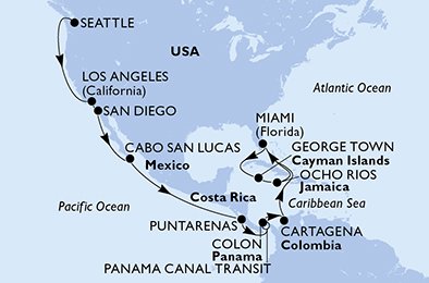 Itinéraire de votre croisière Croisière Caraïbes  Antilles  
