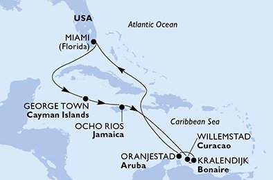 Itinéraire de votre croisière Croisière Caraïbes  Antilles  