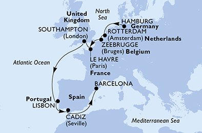 Itinéraire de votre croisière Croisière Europe du Nord  