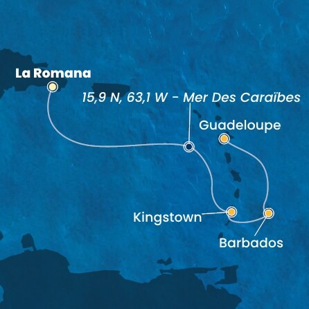 Itinéraire de votre croisière Croisière Caraïbes  Antilles  