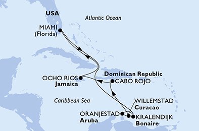 Itinéraire de votre croisière Croisière Caraïbes  Antilles  
