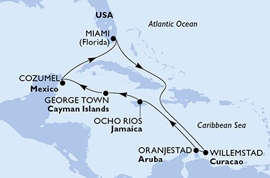 Itinéraire de votre croisière Croisière Caraïbes  Antilles  