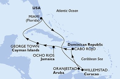 Itinéraire de votre croisière Croisière Caraïbes  Antilles  