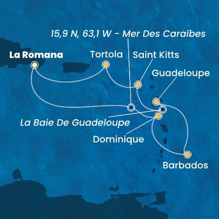 Itinéraire de votre croisière Croisière Caraïbes  Antilles  