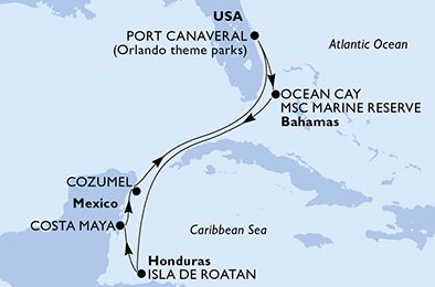 Itinéraire de votre croisière Croisière Caraïbes  Antilles  