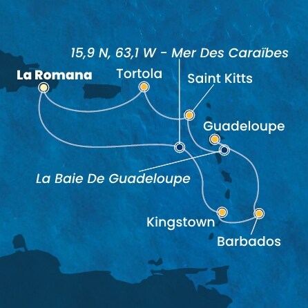 Itinéraire de votre croisière Croisière Caraïbes  Antilles  