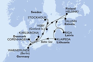 Itinéraire de votre croisière Croisière Baltique  