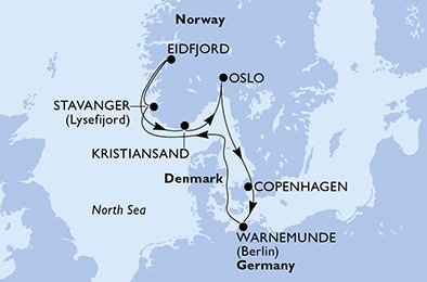 Itinéraire de votre croisière Croisière Norvège  