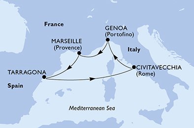 Itinéraire de votre croisière Croisière Méditerranée  