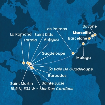 Itinéraire de votre croisière Croisière Transatlantique  