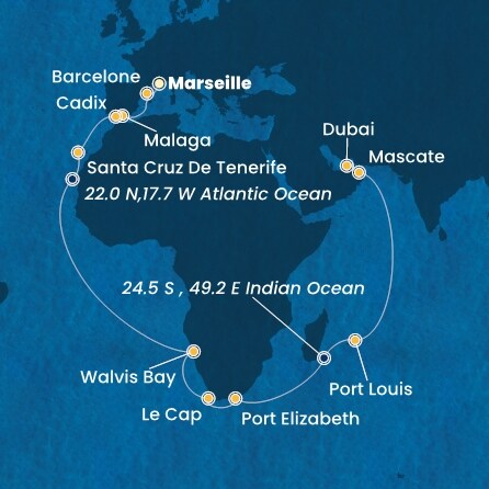 Itinéraire de votre croisière Croisière Moyen orient  