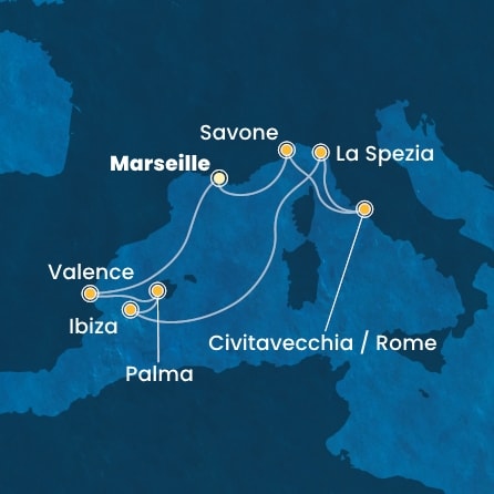 Itinéraire de votre croisière Croisière Méditerranée  
