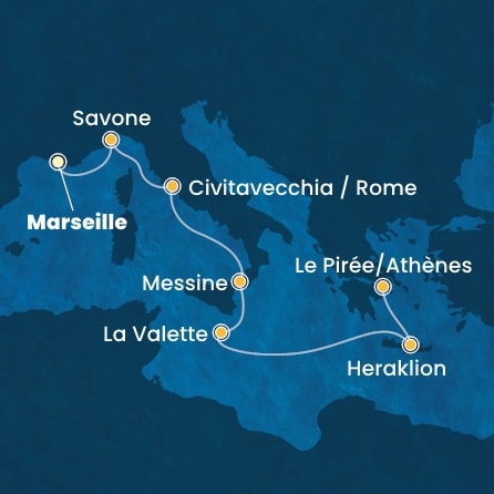 Itinéraire de votre croisière Croisière Méditerranée  