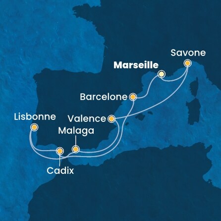 Itinéraire de votre croisière Croisière Méditerranée  