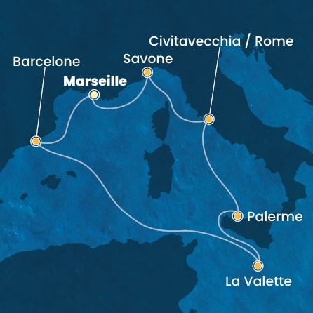 Itinéraire de votre croisière Croisière Méditerranée  