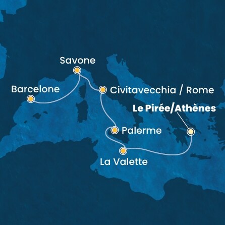Itinéraire de votre croisière Croisière Méditerranée  