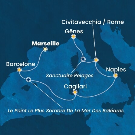 Itinéraire de votre croisière Croisière Méditerranée  