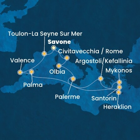Itinéraire de votre croisière Croisière Iles grecques  
