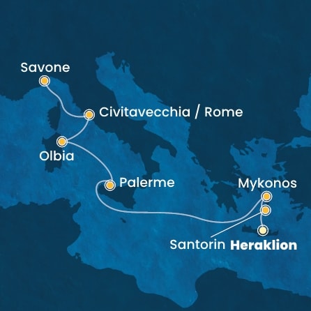 Itinéraire de votre croisière Croisière Iles grecques  