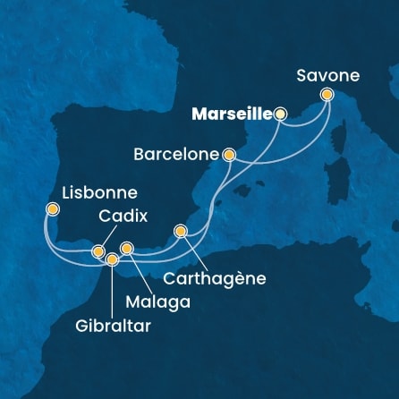 Itinéraire de votre croisière Croisière Méditerranée  