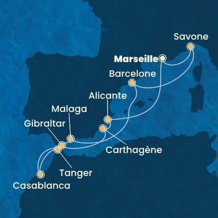 Itinéraire de votre croisière Croisière Méditerranée  