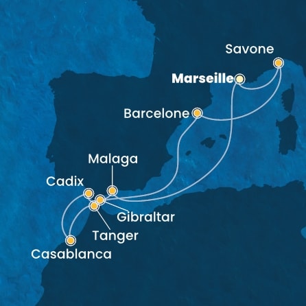 Itinéraire de votre croisière Croisière Méditerranée  