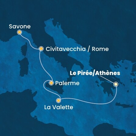 Itinéraire de votre croisière Croisière Méditerranée  