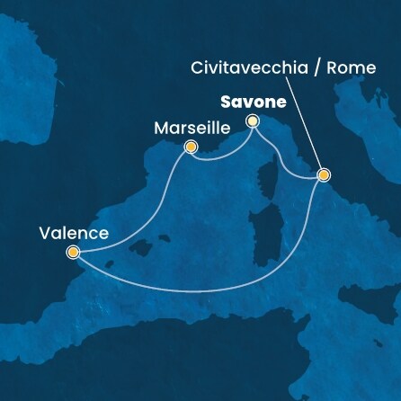 Itinéraire de votre croisière Croisière Méditerranée  