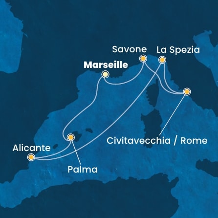 Itinéraire de votre croisière Croisière Méditerranée  