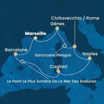 Itinéraire de votre croisière Croisière Méditerranée  