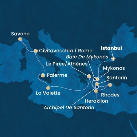 Itinéraire de votre croisière Croisière Iles grecques  
