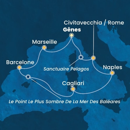 Itinéraire de votre croisière Croisière Méditerranée  