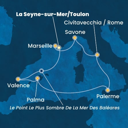 Itinéraire de votre croisière Croisière Méditerranée  