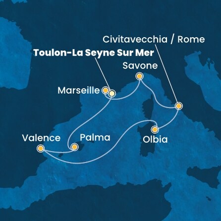 Itinéraire de votre croisière Croisière Méditerranée  
