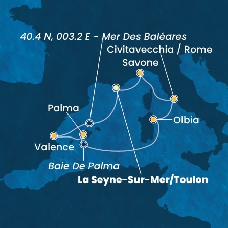 Itinéraire de votre croisière Croisière Méditerranée  