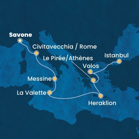 Itinéraire de votre croisière Croisière Méditerranée  