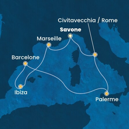 Itinéraire de votre croisière Croisière Méditerranée  