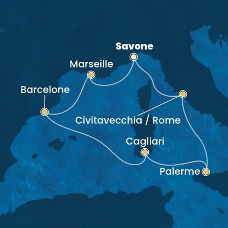 Itinéraire de votre croisière Croisière Méditerranée  