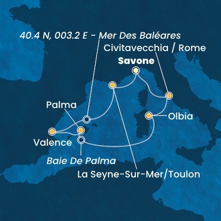 Itinéraire de votre croisière Croisière Méditerranée  
