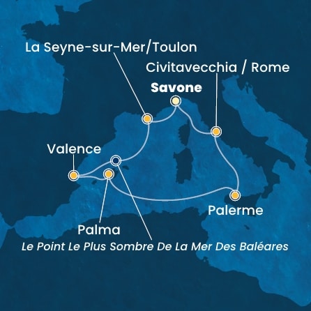 Itinéraire de votre croisière Croisière Méditerranée  