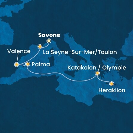 Itinéraire de votre croisière Croisière Méditerranée  