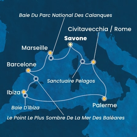 Itinéraire de votre croisière Croisière Méditerranée  