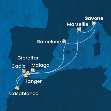 Itinéraire de votre croisière Croisière Méditerranée  