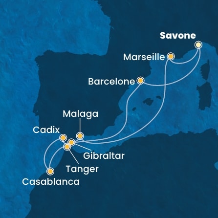 Itinéraire de votre croisière Croisière Méditerranée  