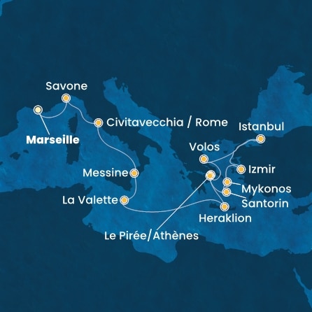 Itinéraire de votre croisière Croisière Iles grecques  